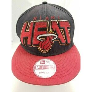 Miami Heat 9FIFTY Snapback Hat New Era NBA Cap Black Red Adjustable Flat Bill